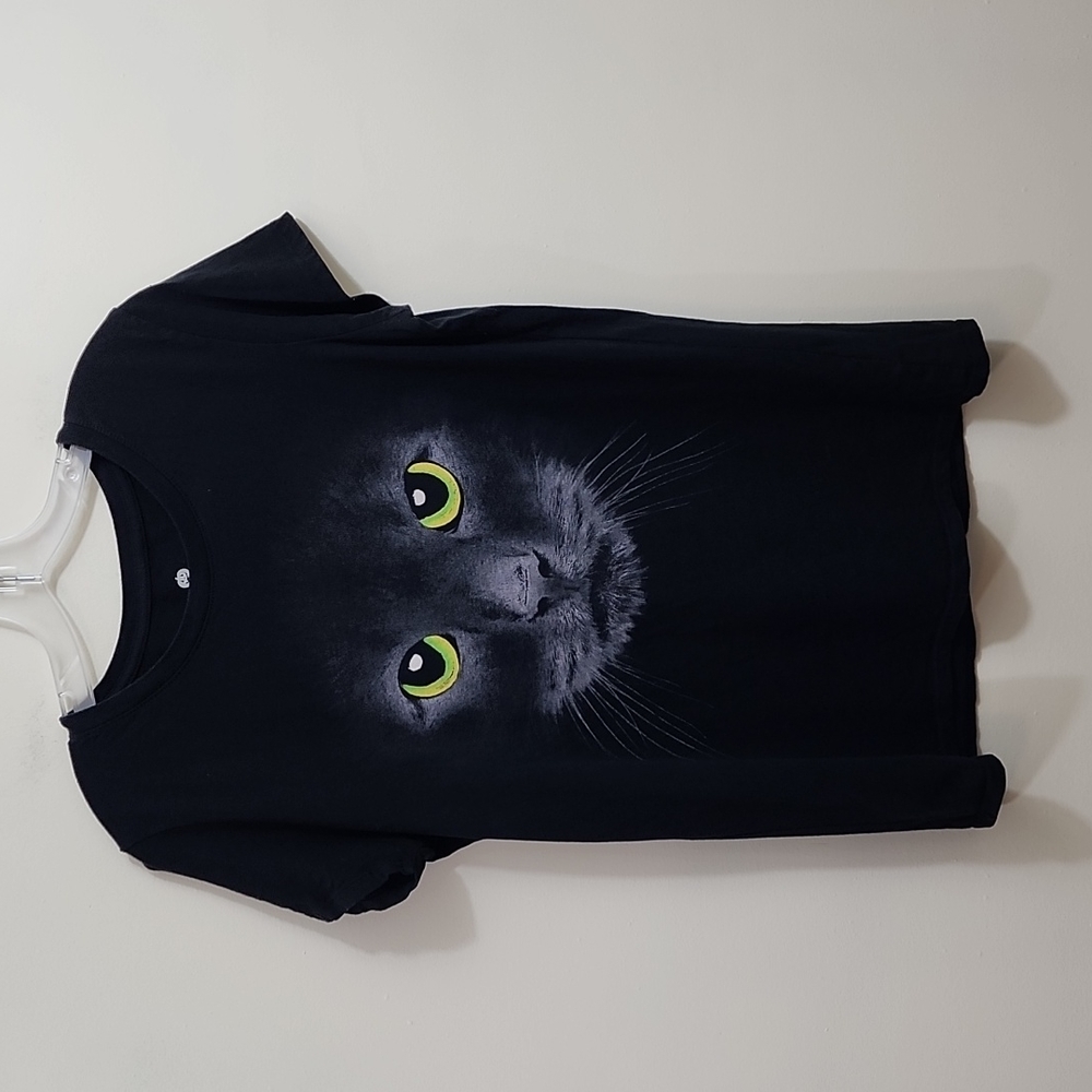 Halloween black cat graphic short sleeve t-shirt woman's size large